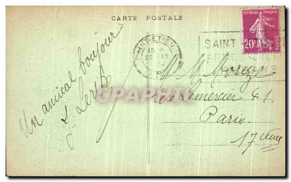 CPA Sainte Etienne Monument des Combattants Militaria — Rückseite