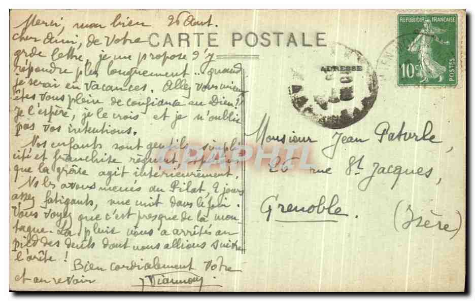 Mont-Pliat — Le Pic des Trois-Dents (alt. 1.209 m.) — Éditeur : M. FANTY, n° 180 — Rückseite