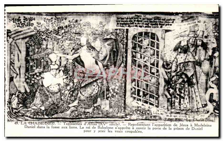 La Chaise-Dieu — Tapisseries d'Arras (XVe siècle) — Représentant l'apparition de Jésus à Daniel dans la fosse aux lions