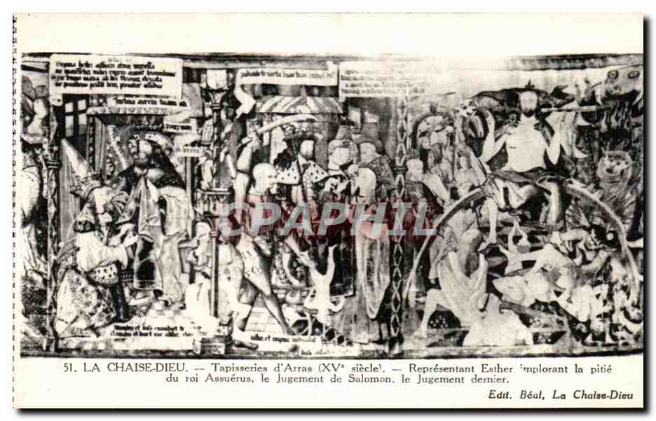 CPA La Chaise Dieu Tapisseries d Arras Esther implorant la pitie du roi Assuerus