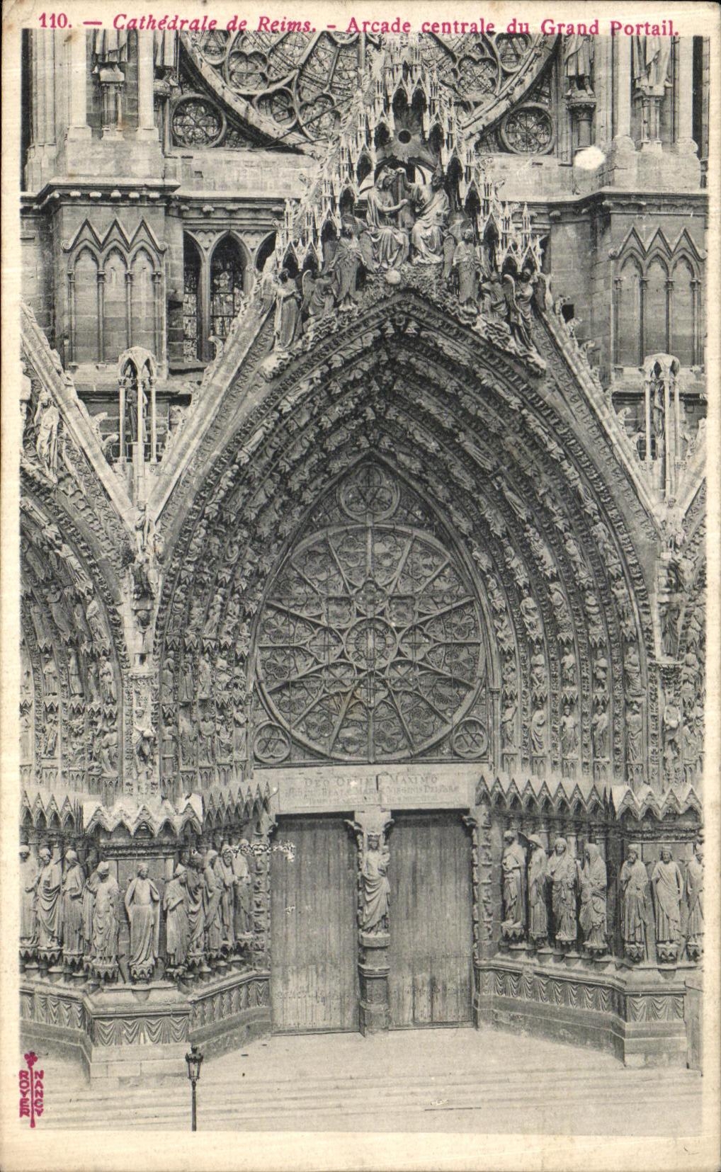 Cathédrale de Reims — Arcade centrale du Grand Portail — Éditeur Bonne, n°110