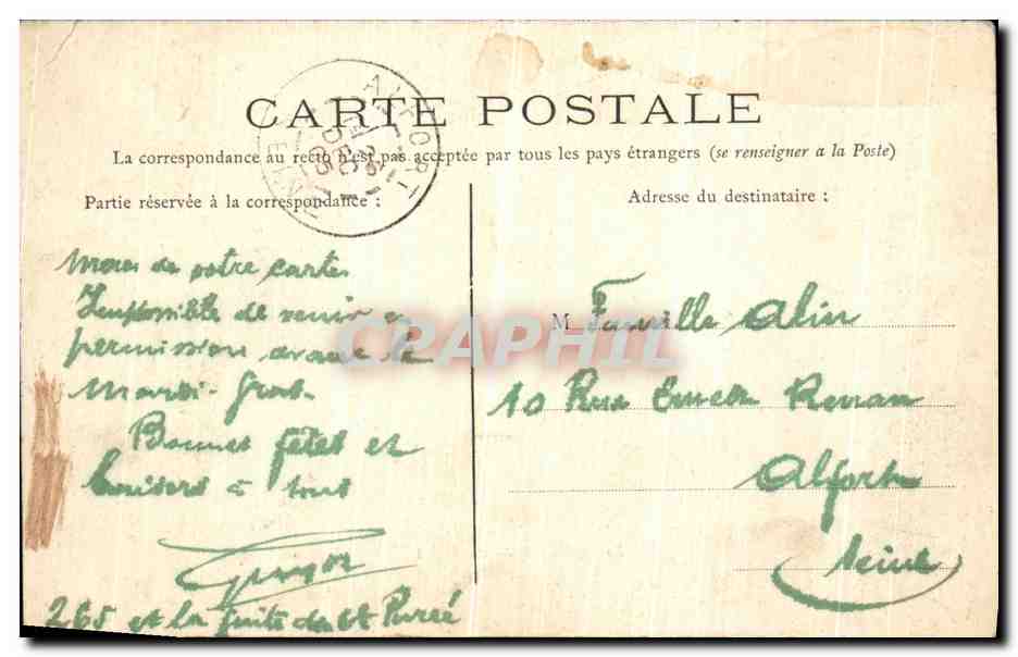CPA Reims Le Canal Peniche Train  — Rückseite