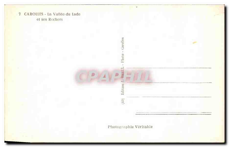 Carolles - La Vallée du Lude et ses Rochers — J. Rebel — n°7 — Verso