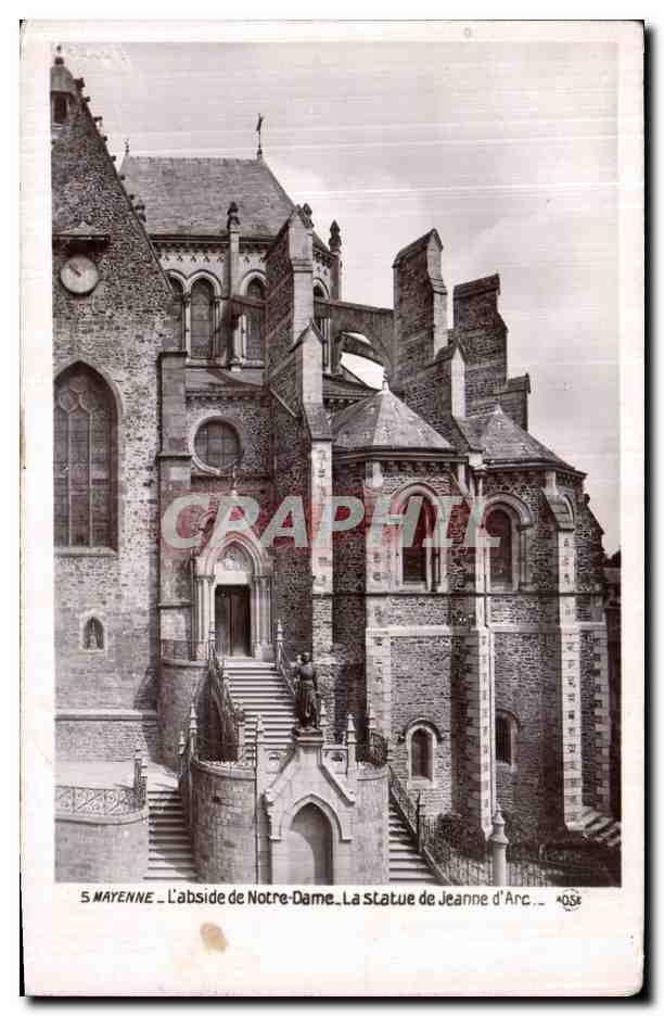 CPA Mayenne L Abside de Notre Dame La Statue de Jeanne D Arc 