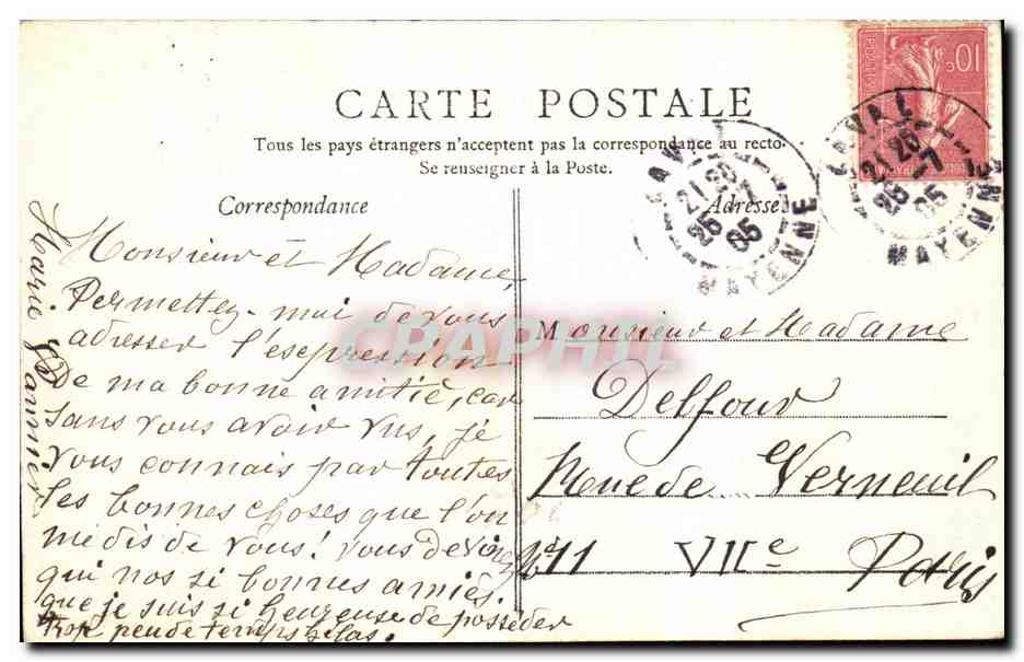 CPA Laval Quai Jehan Fouquet  — Rückseite