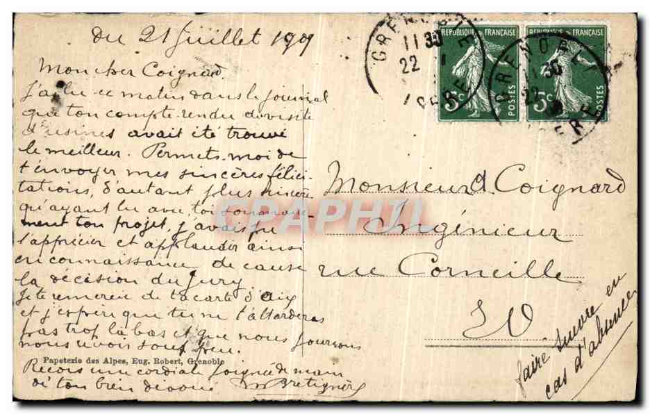 Ligne de Grenoble à Gap — Le Mont Aiguille — CPAPHIL n°498 — Verso
