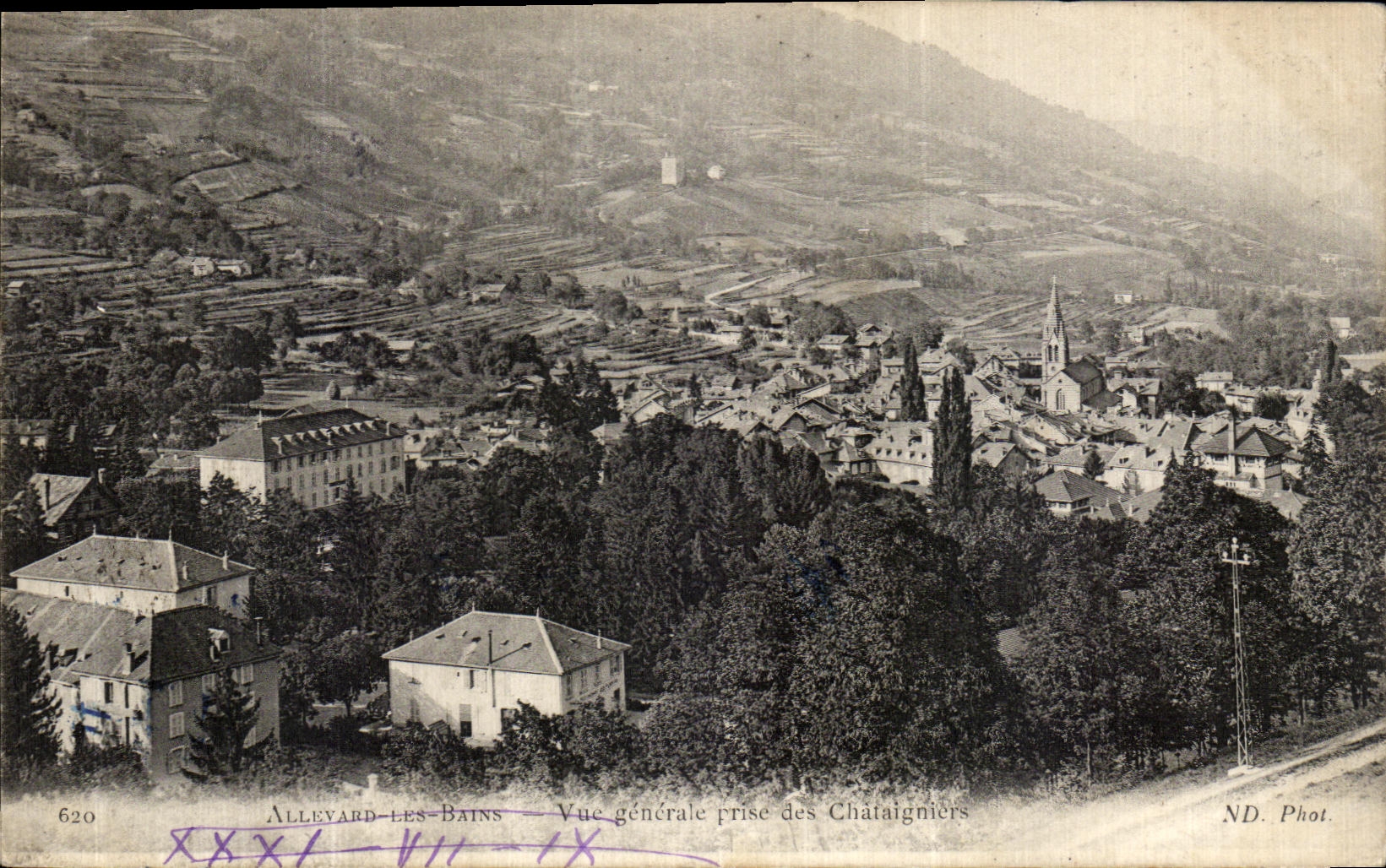Alleyard-les-Bains — Vue générale prise des Châtaigniers — ND. Phot. n°620