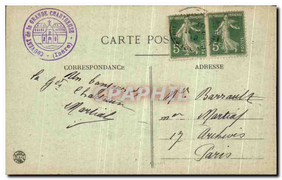 Dauphiné — Couvent de la Grande Chartreuse — Vue générale réduite et complète — Reverso