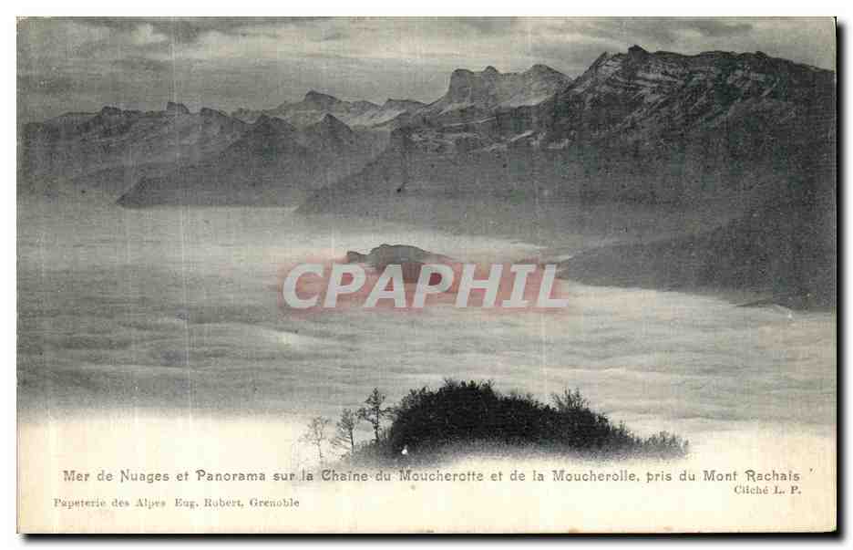 Mer de Nuages et Panorama sur la Chaîne du Moucherotte et de la Moucherolle, pris du Mont Rachais — Papeterie des Alpes Eug. Robert, Grenoble