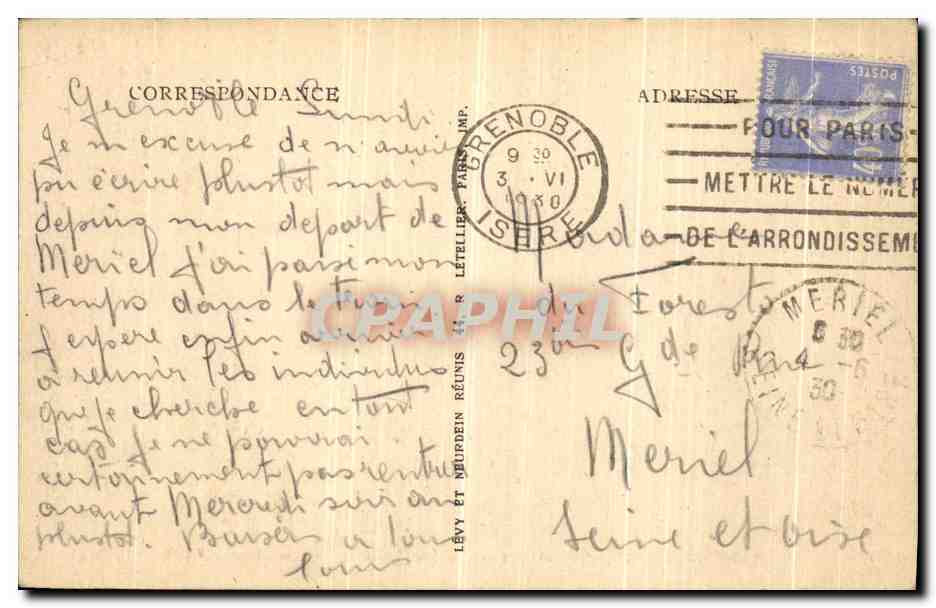 Le Dauphiné pittoresque — Lac Leris, glaciers et massifs alpins — Éditeur LL, n° 1609 — Verso