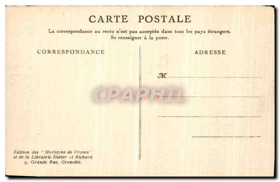 Chalet de la Pisciculture — Exposition de la Houille Blanche et du Tourisme, Grenoble — Édition des 'Horizons de France' et de la Librairie Didier — Rückseite