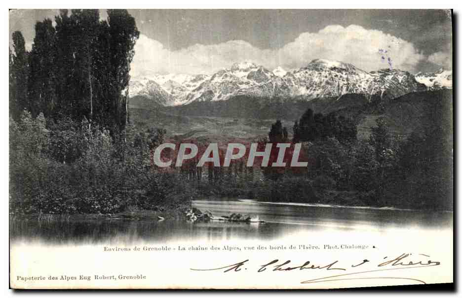 Environs de Grenoble - La chaîne des Alpes, vue des bords de l'Isère - Phot. Chalonge