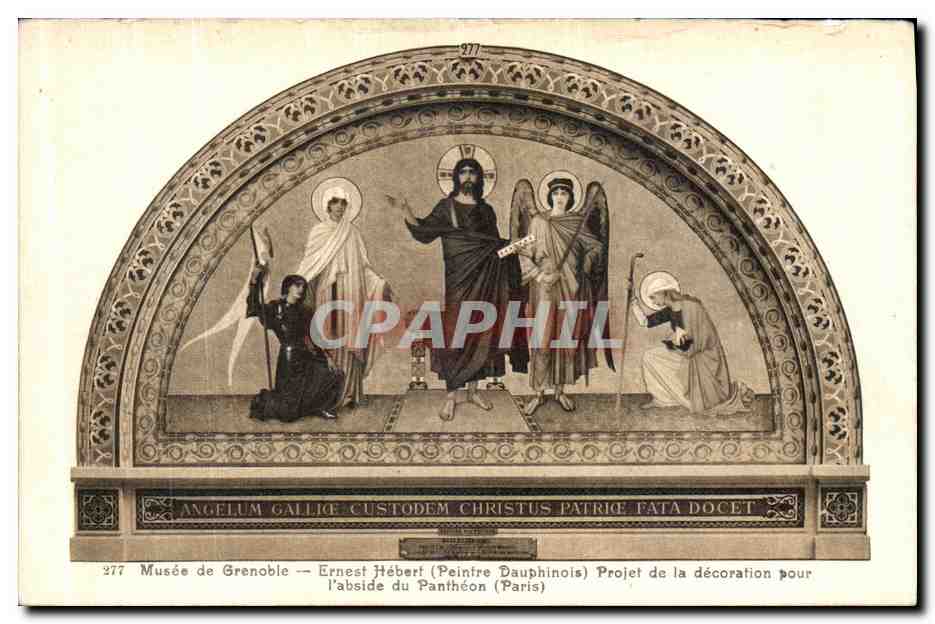 Tarjeta postal antigua Museo de Grenoble Ernest Herbert Proyecto para la decoración de la abside del Panteón
