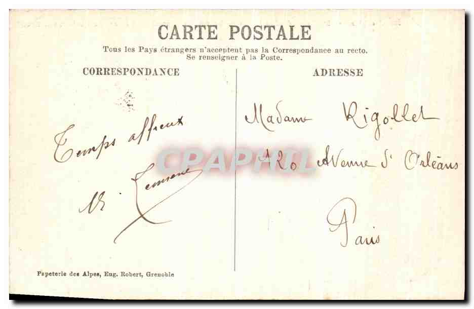CPA Dauphine St Pierre de Chartreuse Le Gd Som et le Col du Cucheron — Verso
