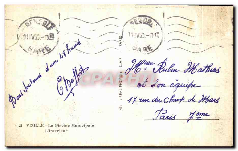 Vizille - La Piscine Municipale — L'Intérieur — éditeur C.A.P. n°21 — Rückseite