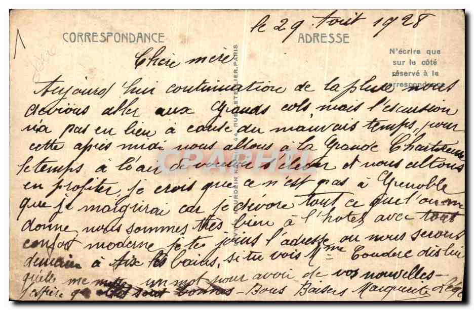 Le Dauphiné-Pittoresque — La Grave, Le Lac Leris et le Massif de la Meije, alt. 3.987 m. — LL n°1609 — Verso