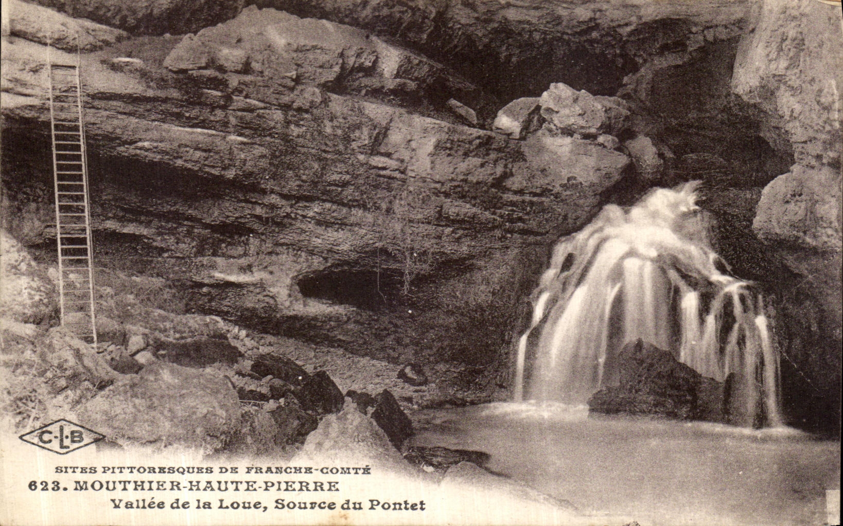 Source du Pontet — Vallée de la Loue — Sites pittoresques de Franche-Comté, n°623 — C.L.B.
