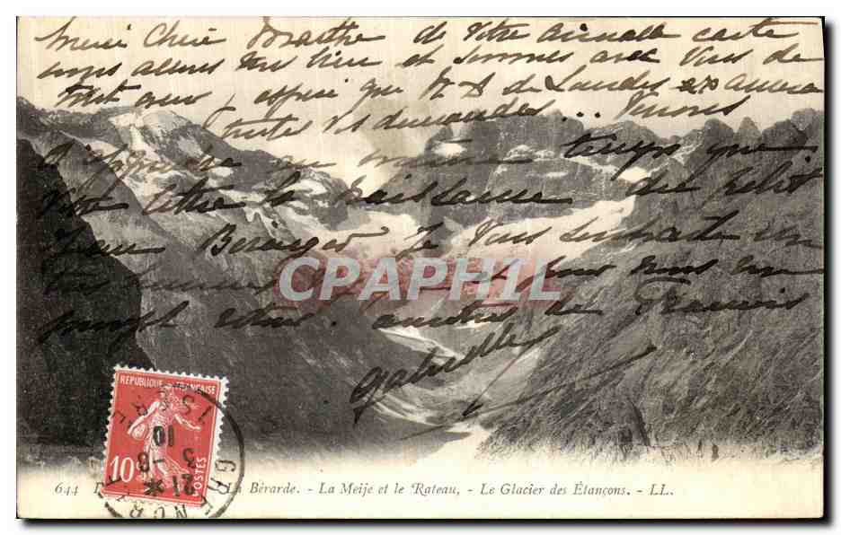 La Meije et le Râteau - Le Glacier des Élançons — LL. — L'Imprimerie Nouvelle Photographique, Paris