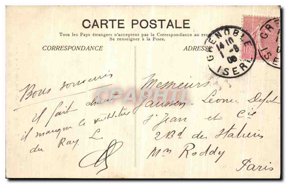 CPA Dauphine Route des grands Goulets — Rückseite