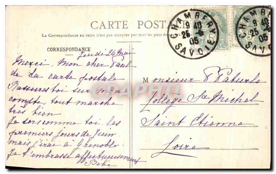 Environs de Grenoble — Cascade de Sassenage — Éditeur : L. Martin, n° 116 — Verso