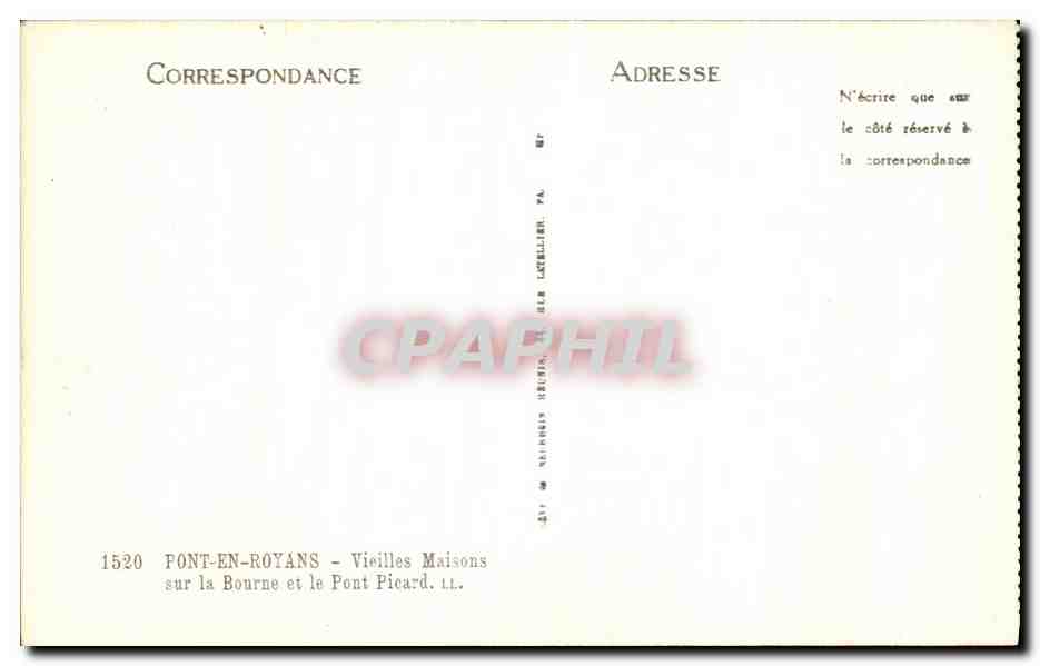 Pont-en-Royans — Vieilles Maisons sur la Bourne et le Pont Picard — CPAPHIL 1520 — Reverso