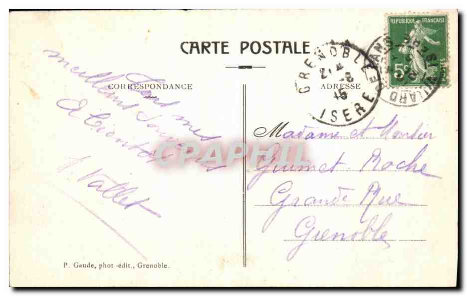 Villars-de-Lans — Route des Gorges de la Bourne et des Goulets — P. Gaude, phot.-édit., Grenoble. — Rückseite