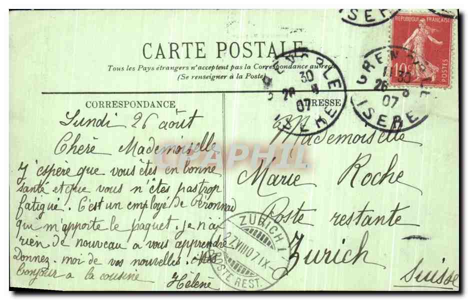CPA Environs De Grenoble Sur les Bords du Chemin de Chamrousse a la Pra — Verso