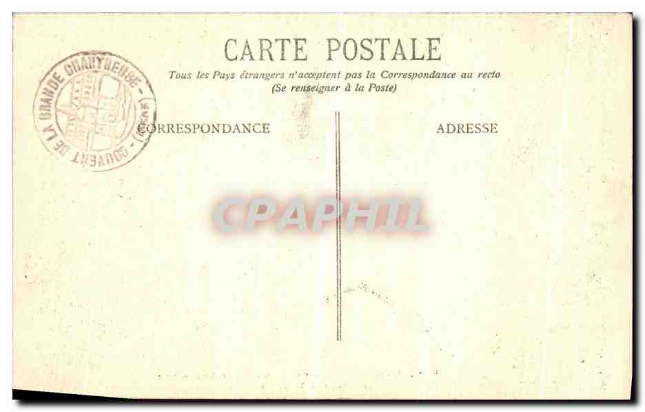 CPA Dauphine Couvent de la Grande Chartreuse La Chapelle St Louis — Rückseite
