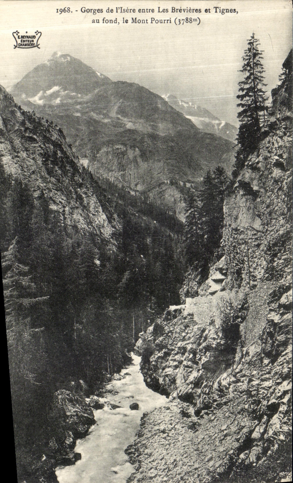 Gorges de l'Isère entre Les Brévières et Tignes — au fond, le Mont Pourri (3788m) — E. Reynaud, Éditeur, Chambéry