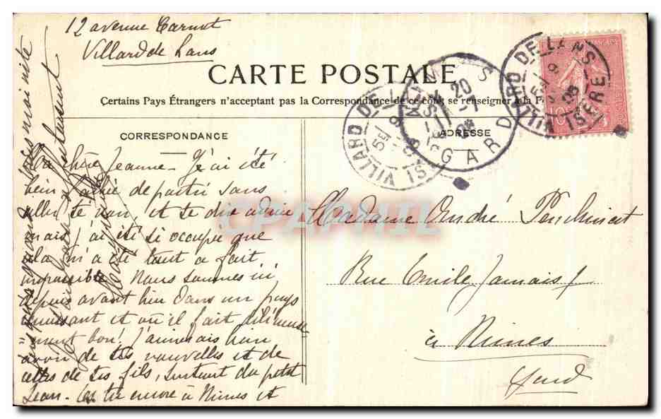 Villard-de-Lans — Vue générale — Cliché A.V., Collect. L.P., Grenoble — Rückseite