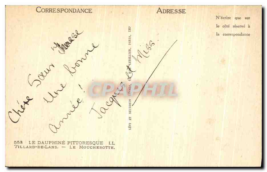 Vallée enneigée des monts Dauphinois — Le Dauphiné pittoresque, n° 553 — Lévy et Meurice, Villard-de-Lans — Reverso