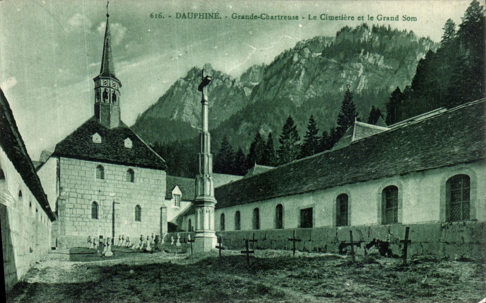 Grande-Chartreuse - Le Cimetière et le Grand Som — P. Gaude, phot. édit., Grenoble, n°616