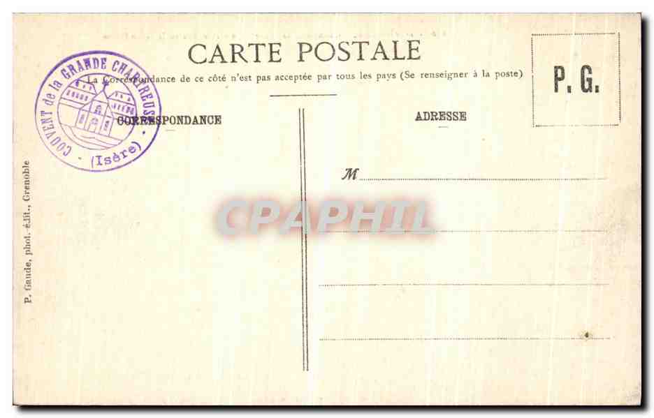 Grande-Chartreuse - Le Cimetière et le Grand Som — P. Gaude, phot. édit., Grenoble, n°616 — Reverso