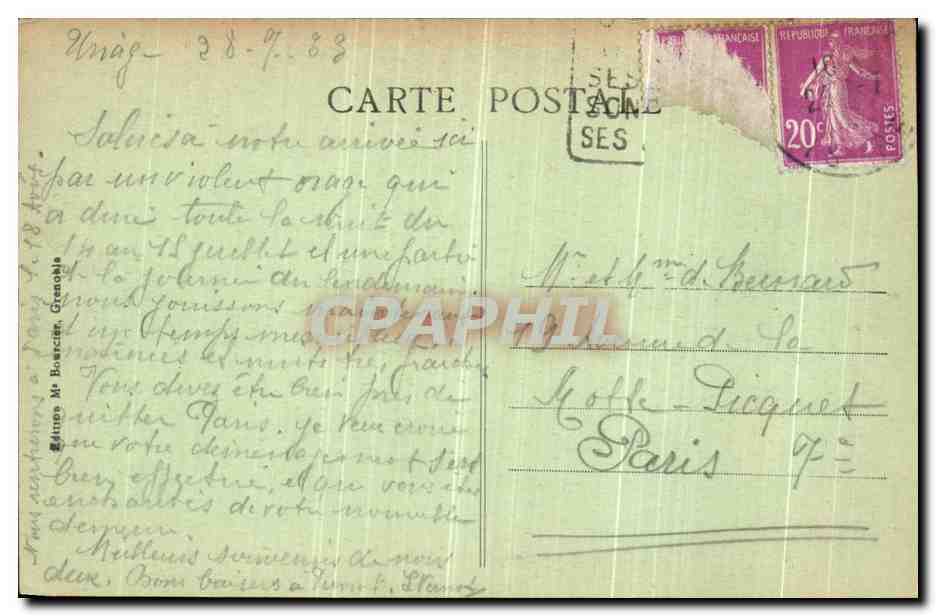 CPA Le Dauphine Uriage les Bains Un Coin du Parc — Rückseite