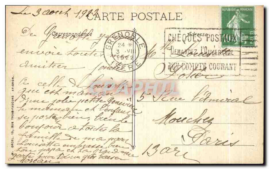Abbaye de la Trappe — Grenoble — Carte postale — Verso