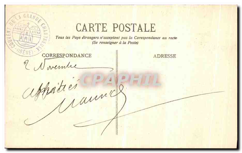 CPA Dauphine La Grande Charteuse Vue Generale du Couvent hiver  — Rückseite