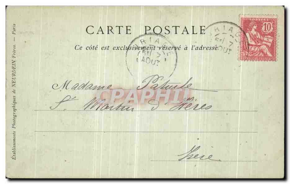 Uriage-les-Bains — Le Château de M. de Saint-Ferriol — Éditeur ND G. Bany, n° 232 — Rückseite