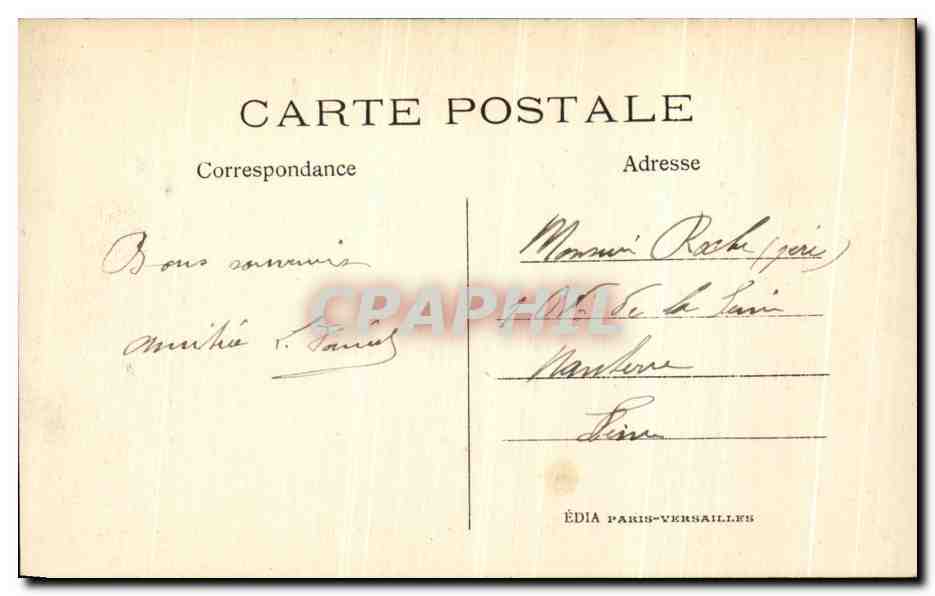 Chantilly — Étang de la Reine Blanche — Le Château et la Maison des Gardes — Éditeur Édia Paris-Versailles n°128 — Rückseite