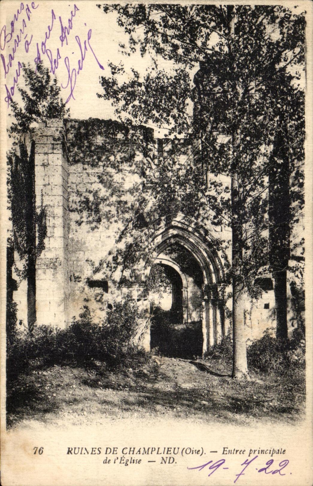 CPA Ruines De Compiegne Ruines de Champlieu Entree principale de l eglise