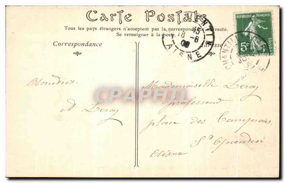 CPA Parc du Chateau De Chantilly L allee de l entrainement — Verso