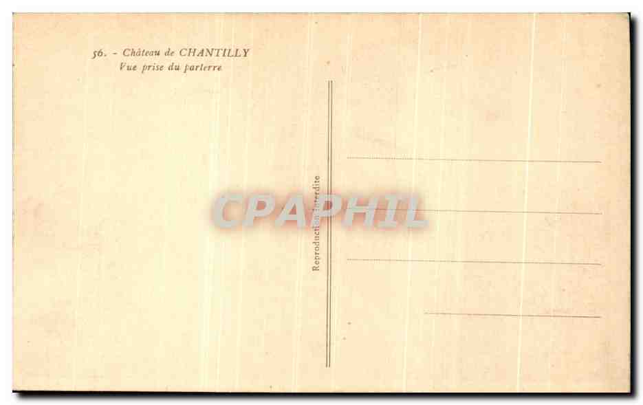 CPA Chateau de Chantilly Vue prise du parterre — Verso