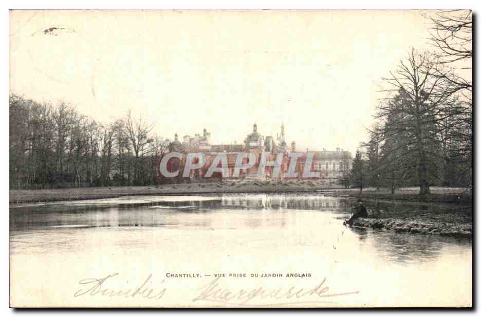 Chantilly — vue prise du jardin anglais — Phototypie A. Beger, Paris