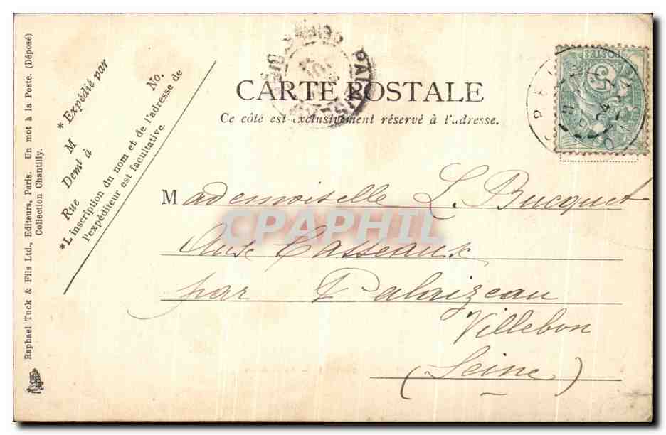 Château de Chantilly — Le Haimeau — Raphael Tuck & Fils Ltd. — Rückseite