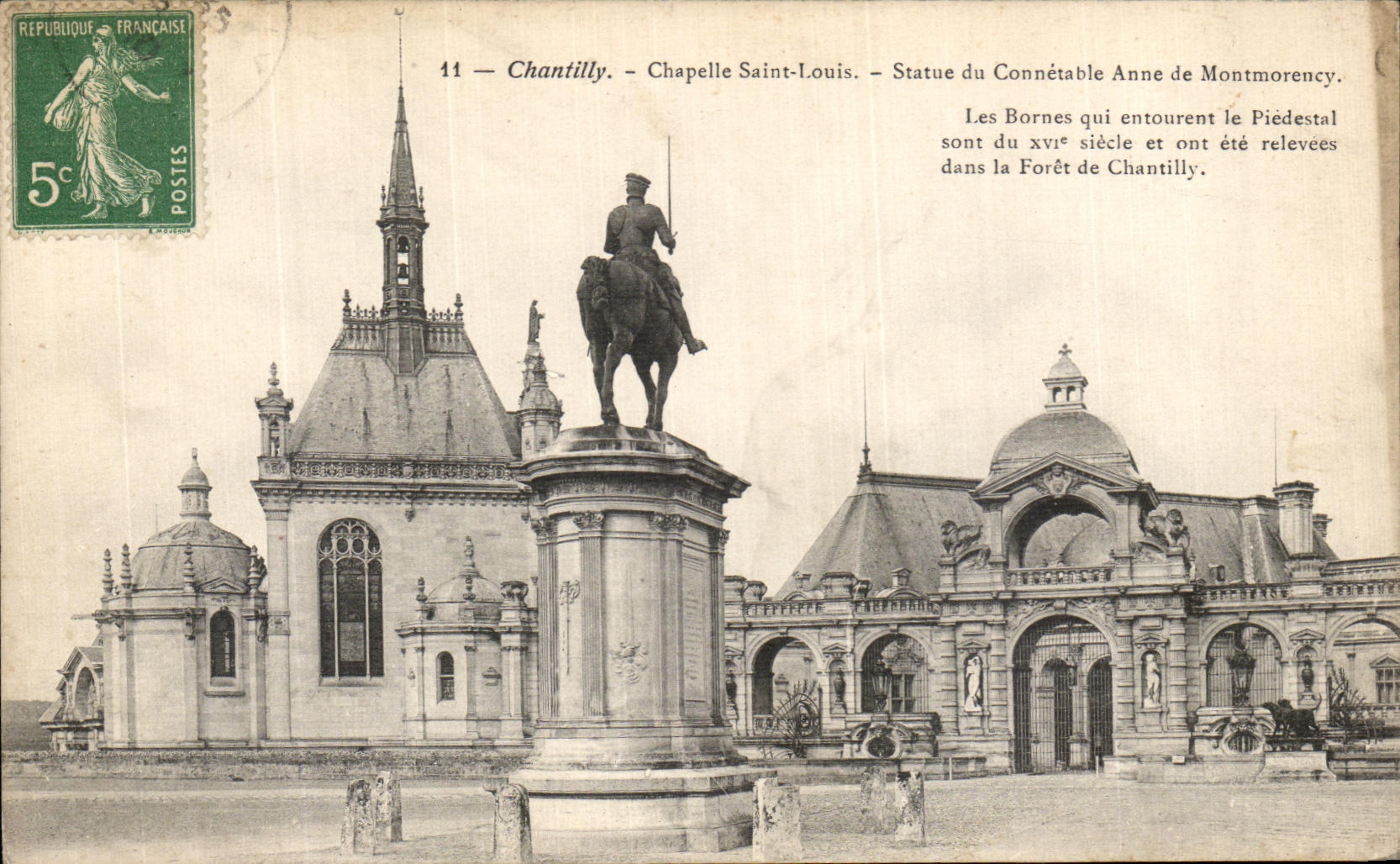 Chantilly — Kapelle Saint-Louis und Statue des Constable Anne de Montmorency — Verlag nicht sichtbar, Nr. 11