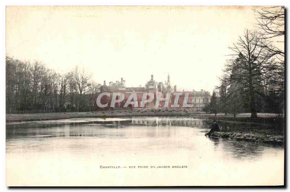 Chantilly — Vue prise du jardin anglais — Phototypie A. Bage, Paris