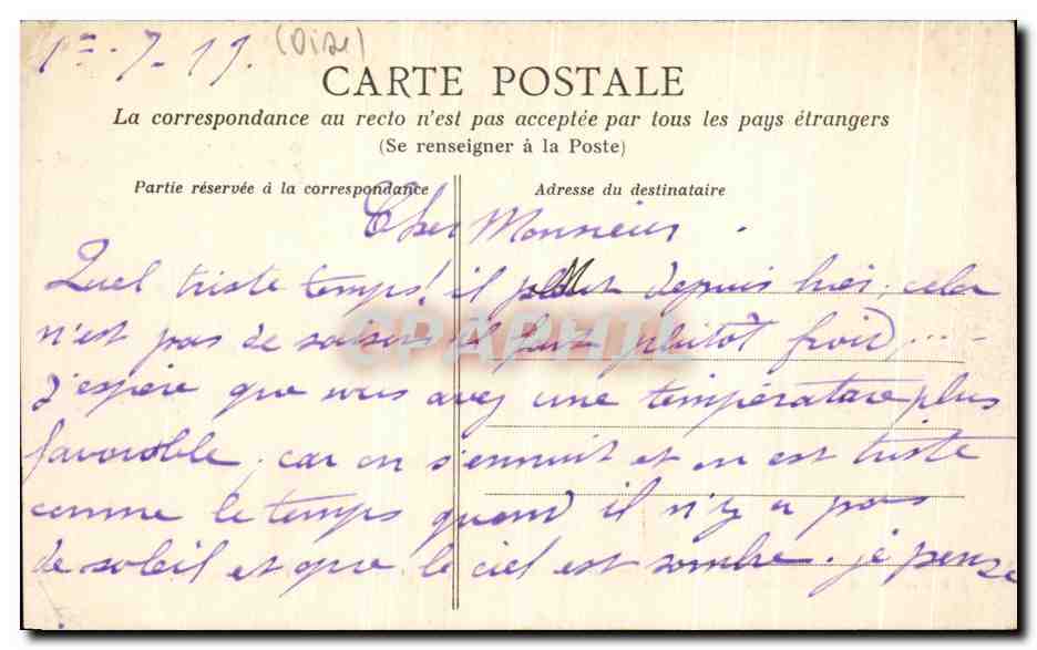 Chantilly - Die Kapelle — Collection des Galeries Modernes, n° 51 — Rückseite