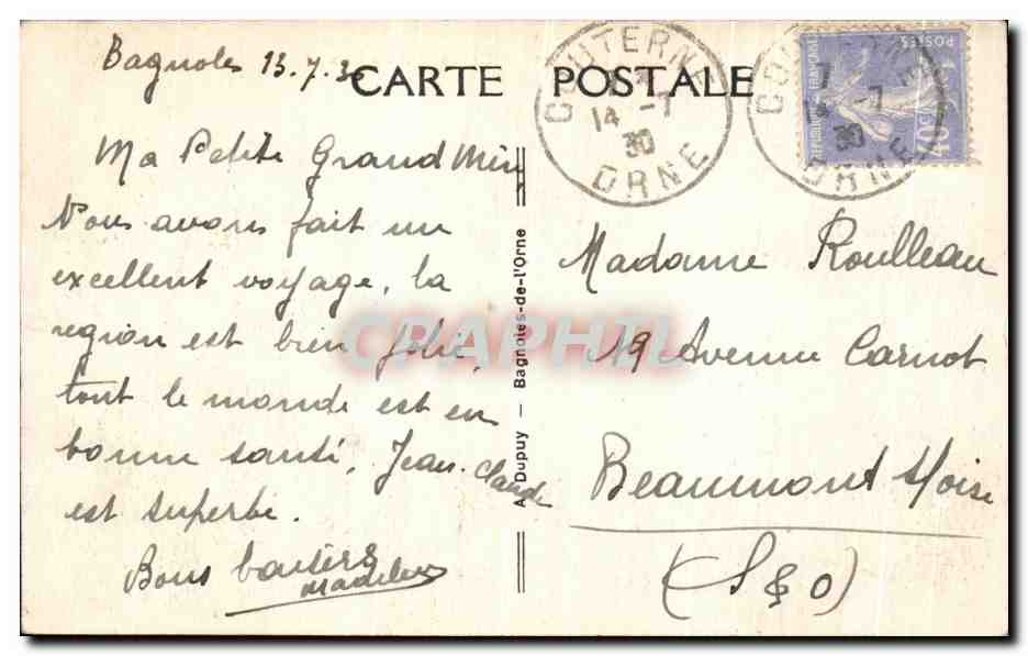 Bagnoles-de-l'Orne — La Casinò del Lago — editore A. Dupuy, n°34 — Verso