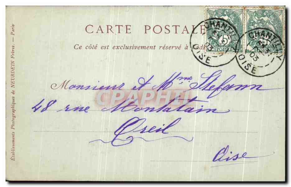 Parc du Château de Chantilly — Les Trois Allées — Éditeur ND Phot — Rückseite