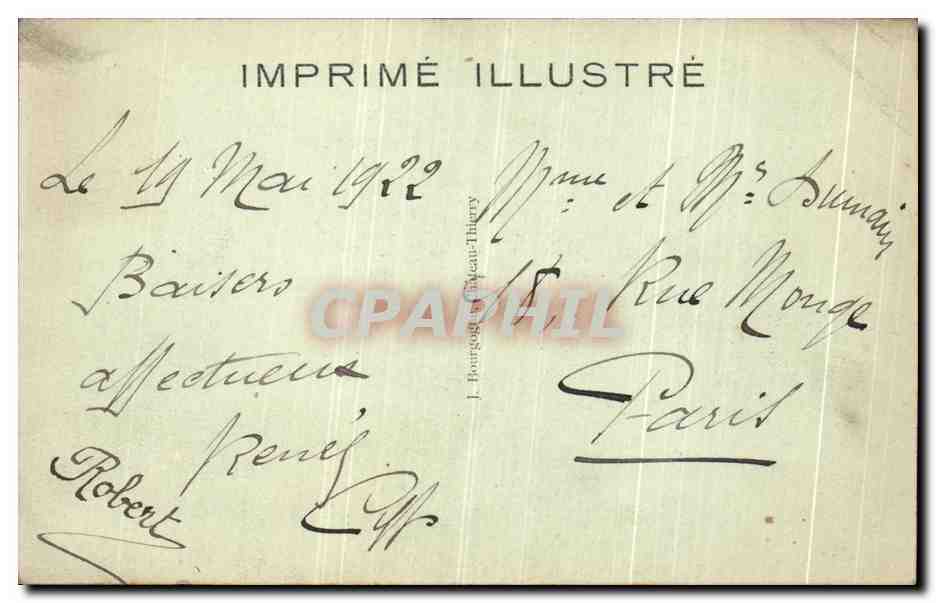 Chantilly - Le Château, façade Nord-Ouest — Edit. J. B. — n°9 — Verso