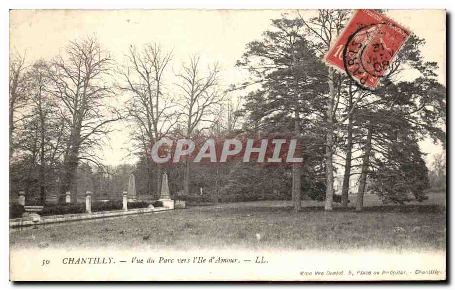 Chantilly — Vue du Parc vers l'Île d'Amour — LL. — Mme Vra Dentot, 5, Place de l'Hôpital, Chantilly.
